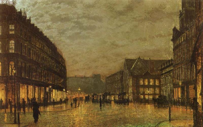 Atkinson Grimshaw Boar Lane,Leeds by Lamplight oil painting picture